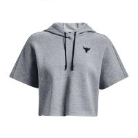 Under Armour Womens Project Rock Fleece Short Sleeve Hoodie Γκρι - 1371370-035