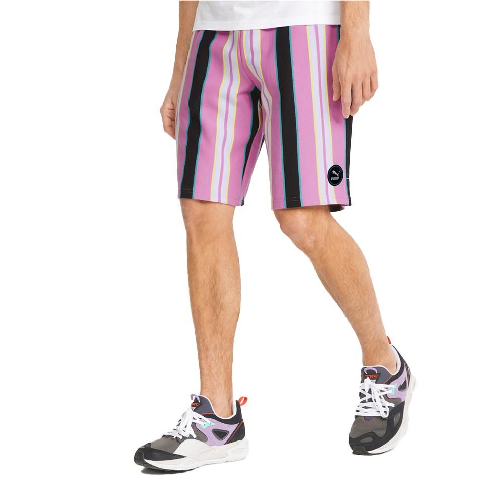 Puma SWxP AOP Longline Shorts 10" TR Ανδρική Βερμούδα Ριγέ Πολύχρωμη - 534181-02