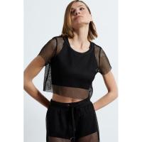 Bodytalk Γυναικεία Bdtk κοντομάνικη cropped μπλούζα με δίχτυ - 1221-904020-00100