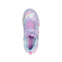 Lighted Unicorn Bungee & Gore Sneaker W/ Rainbow Glitter Print Upper
