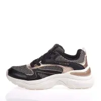 Two Tone Mesh Metallic Overlay Lace Up Fashion Sneaker