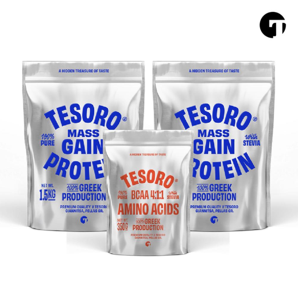 3KG (2×1,5) Πρωτεΐνη Όγκου & 350g BCAA 4:1:1 PACK