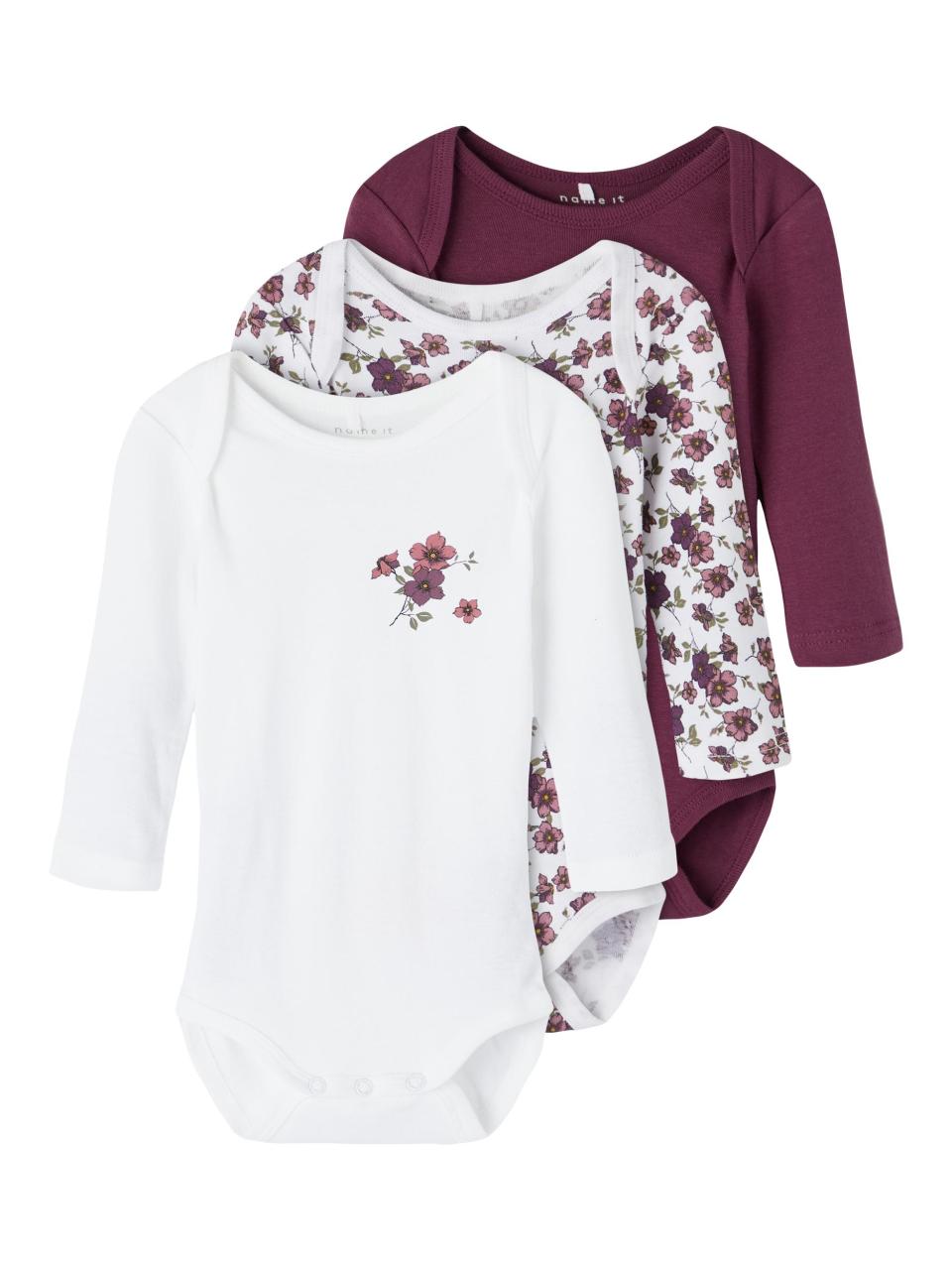 Name it Σετ 3 τεμ. φορμάκια μπεμπέ Name it-13192792-PRUNE PURPLE-organic cotton