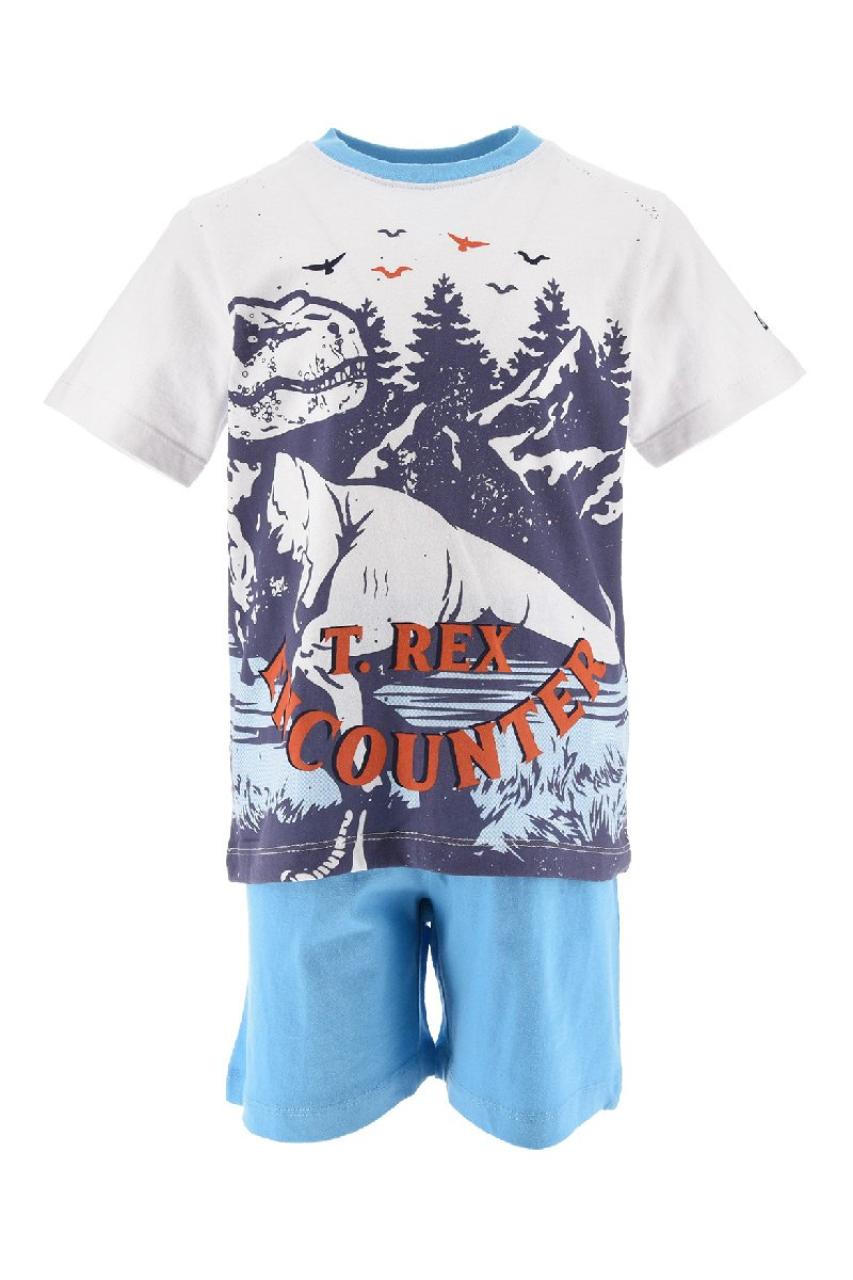 SUPER HEROES Πιτζάμα μακό αγόρι JURASSIC WORLD-EV2049-WHITE-organic cotton