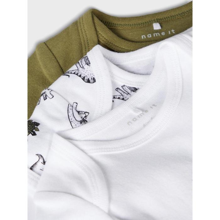 Σετ 3 τεμ. φορμάκια μπεμπέ unisex Name it -13189125-Loden Green- organic cotton