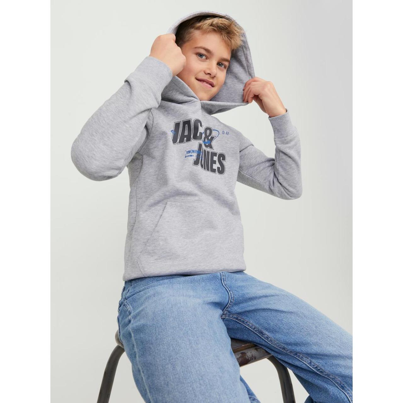 Μπλούζα φούτερ αγόρι Jack & Jones-12247700-Light Grey Melange