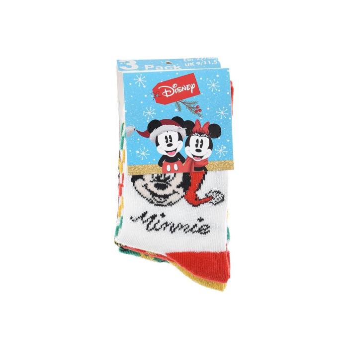 Κάλτσες 3 τεμ. unisex Christmas Minnie- Mickey Mouse-VH0687-PACK1-RED