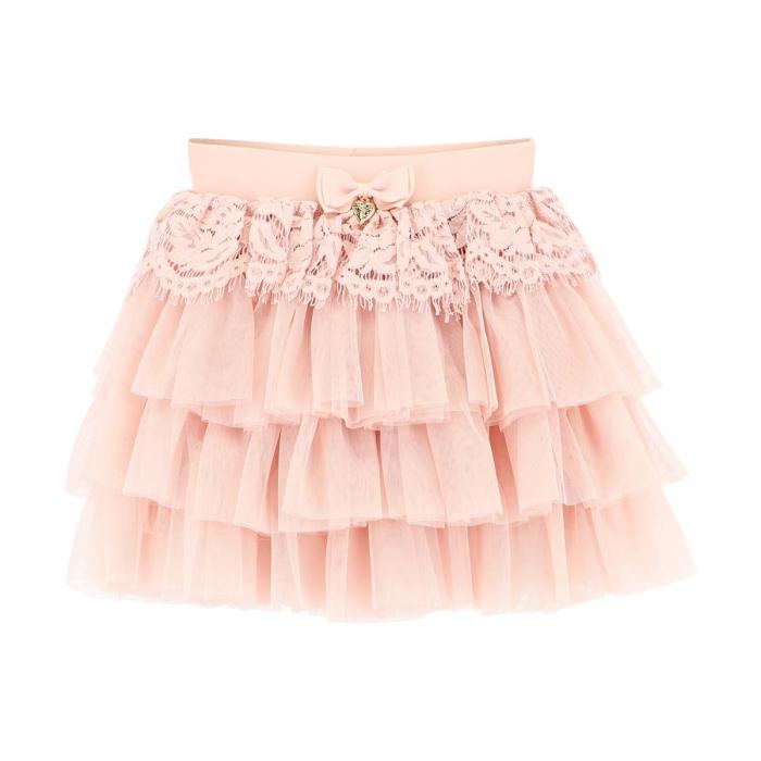 Φούστα tutu μπεμπέ κορίτσι Angel's Face-Kamma Lace Trim Baby Skirt-Blush