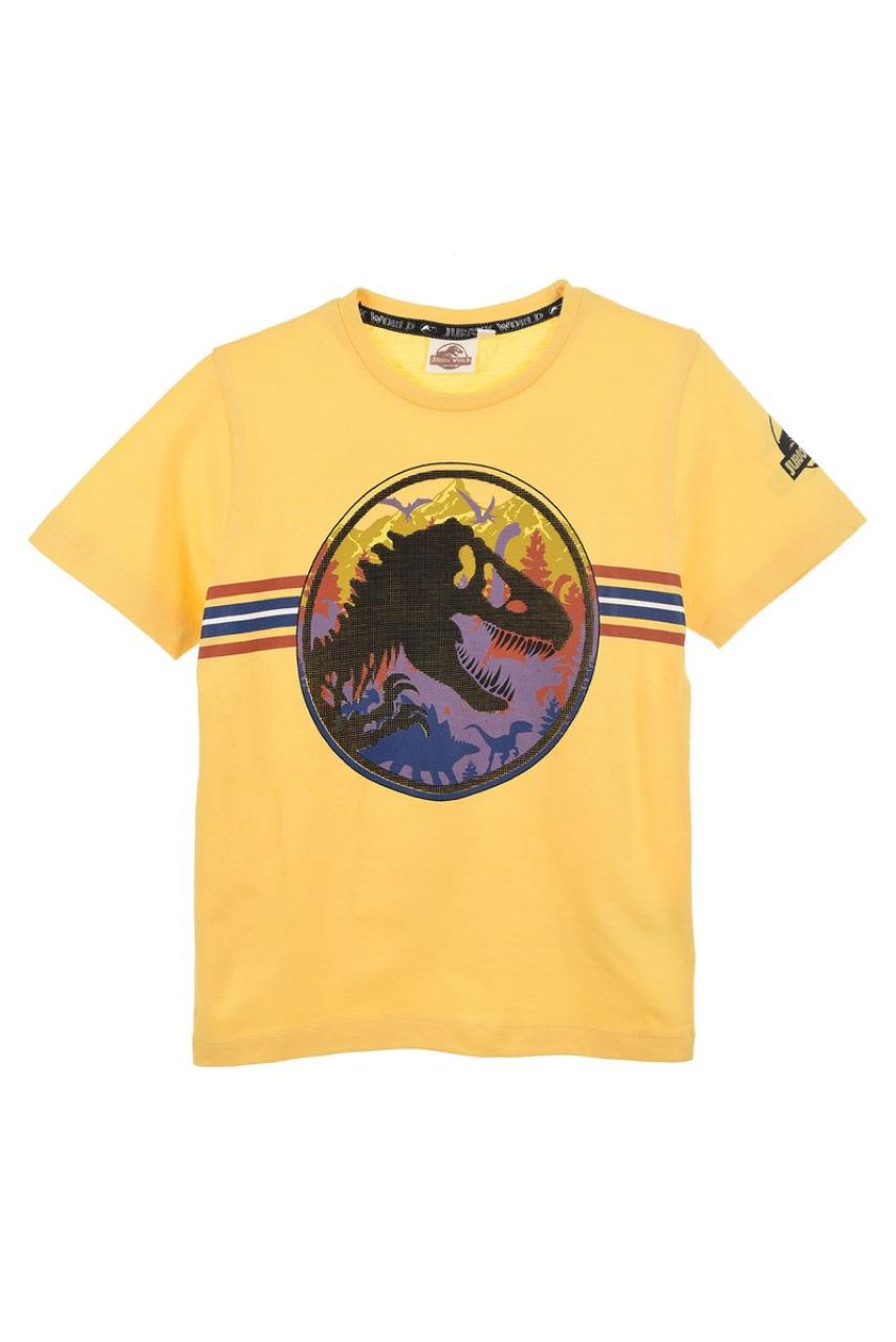 SUPER HEROES Μπλούζα μακό αγόρι JURASSIC WORLD-EV1222-YELLOW-organic cotton