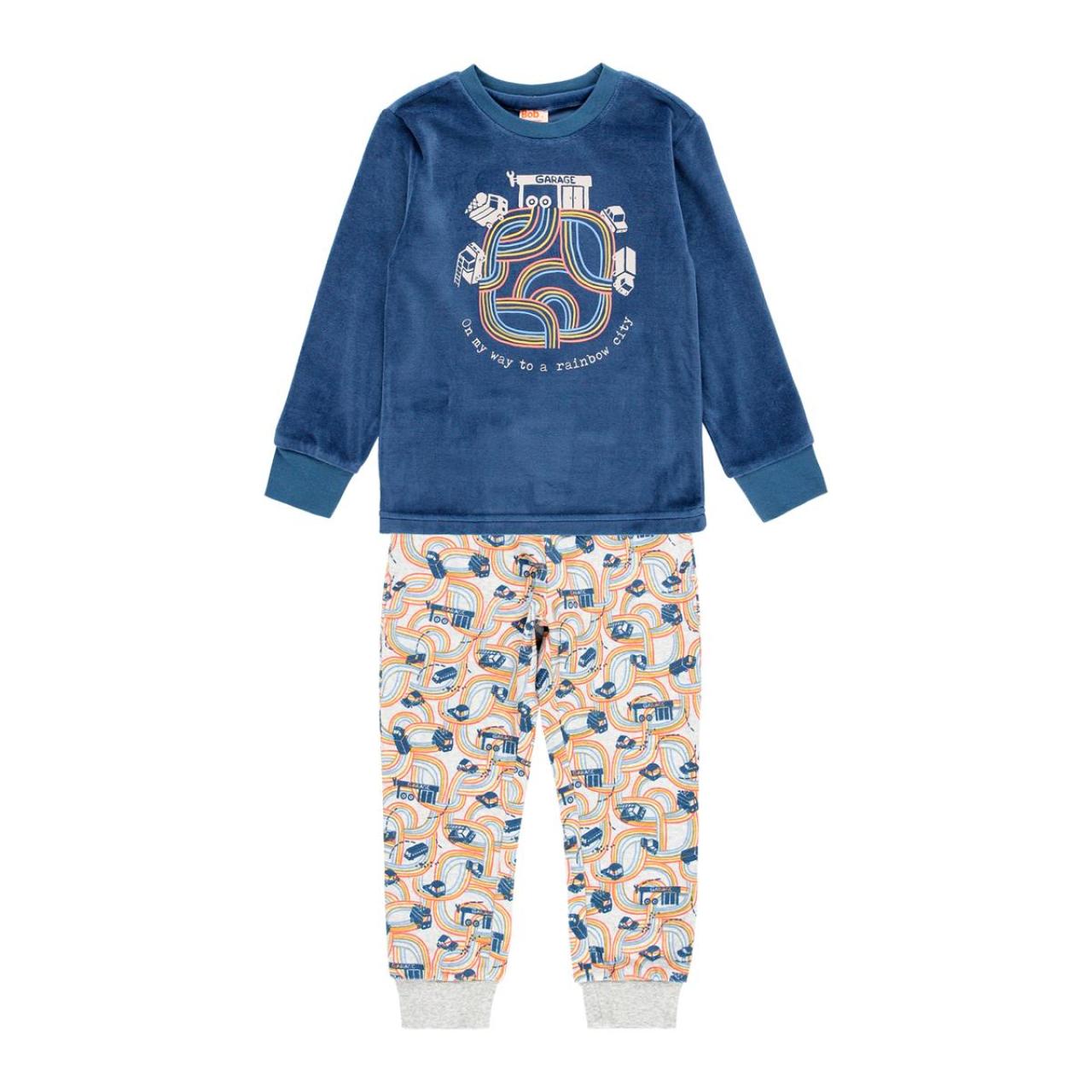 BOB & OLI Πιτζάμα βελουτέ αγόρι Bob & Oli-84B501-2559-Blue-organic cotton