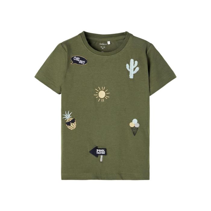 Μπλούζα μακό αγόρι name it-13203021-Olive Night-organic cotton