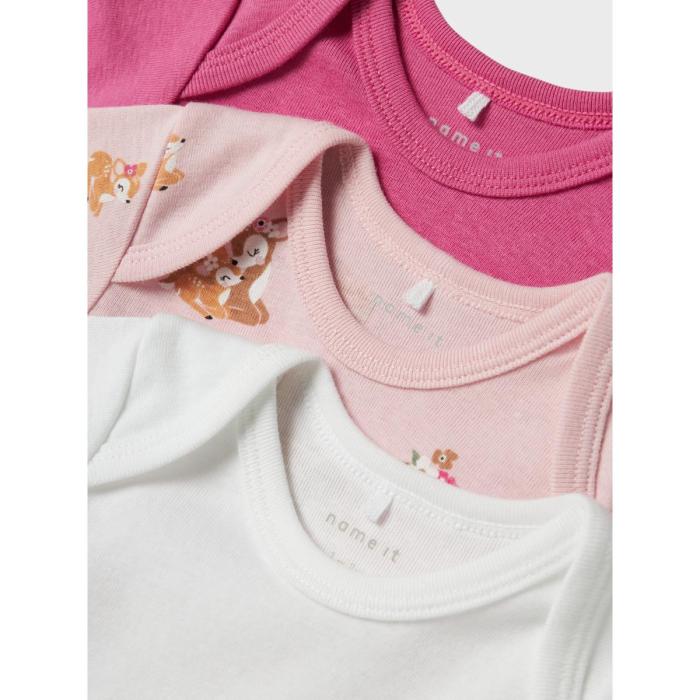 Σετ 3 τεμ. φορμάκια μπεμπέ κορίτσι name it-13232731-Ibis Rose-organic cotton