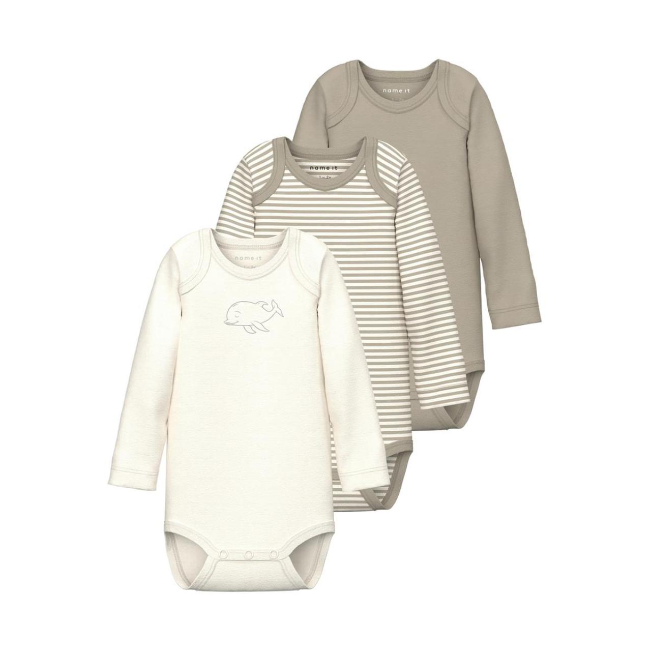 Name it Σετ 3 τεμ. φορμάκια μπεμπέ unisex name it-13235147-Pure Cashmere-organic cotton