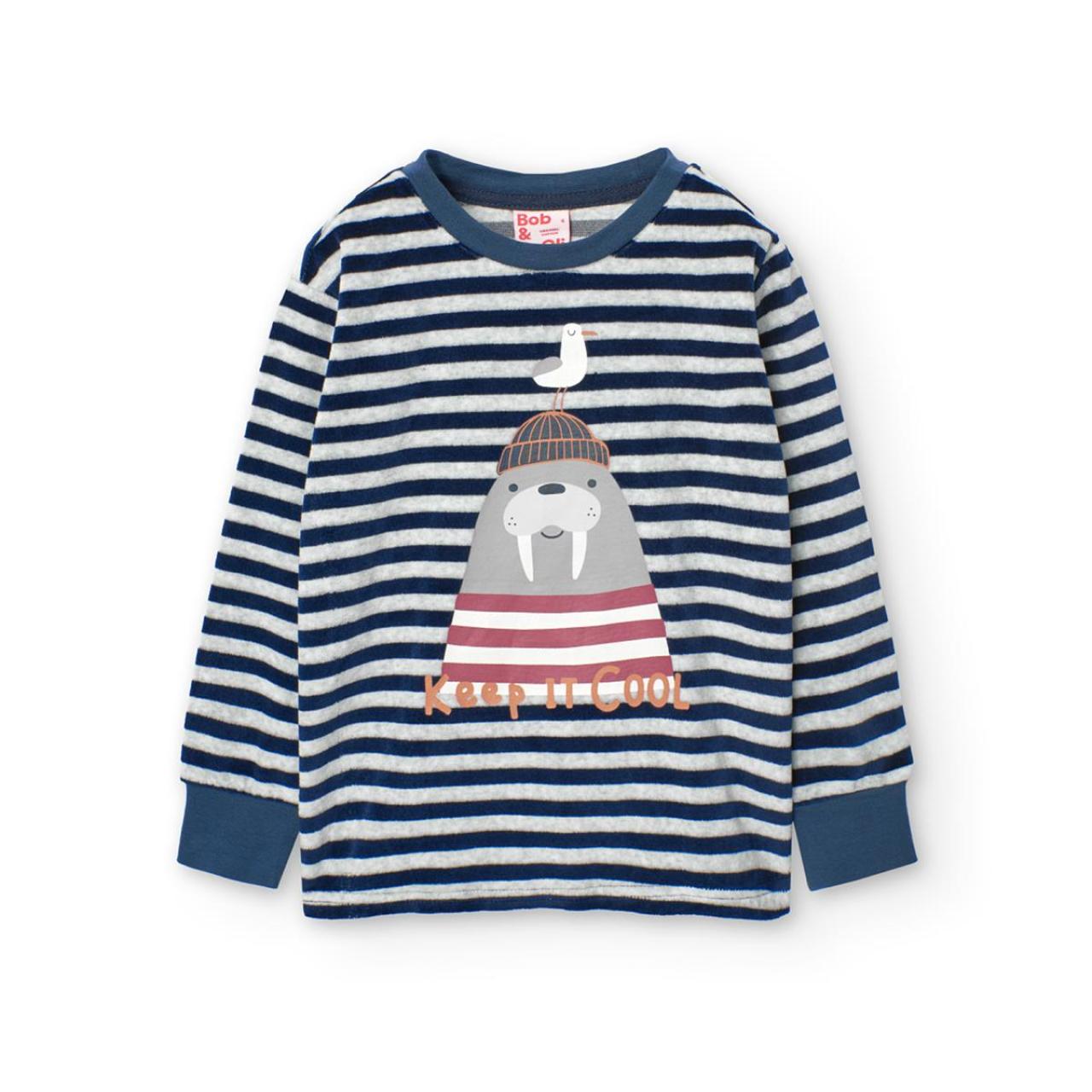 Πιτζάμα βελουτέ αγόρι Boboli-939135-9474-Navy φωτογραφία