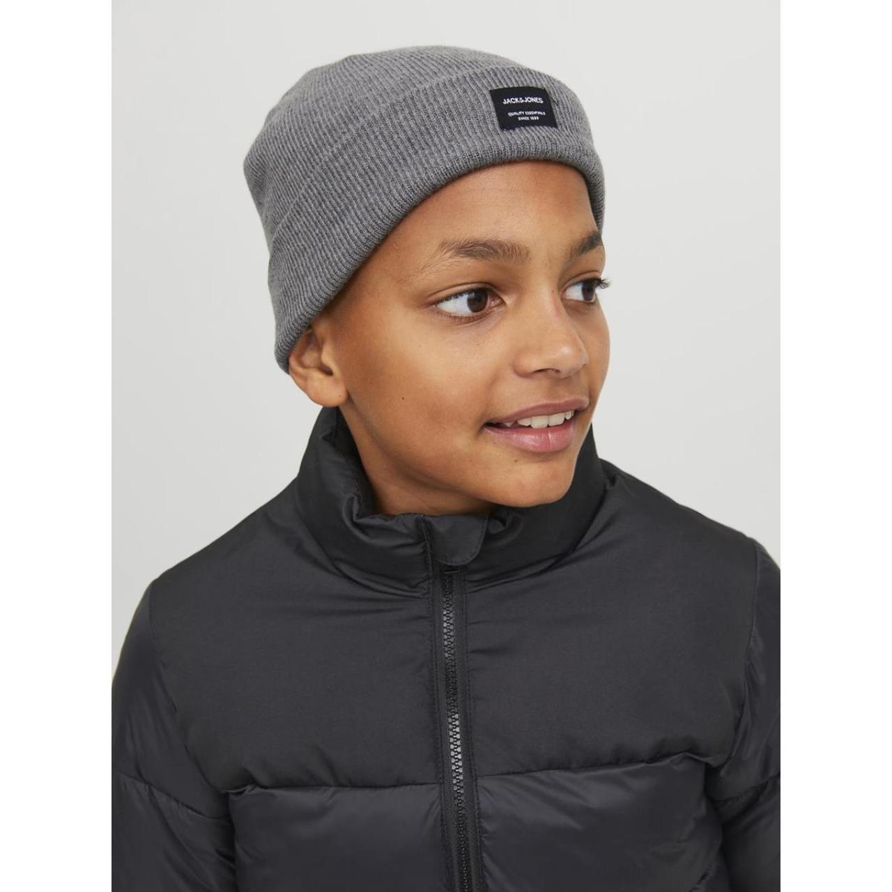 Σκούφος πλεκτός αγόρι JACK & JONES-12160311-Grey Melange φωτογραφία