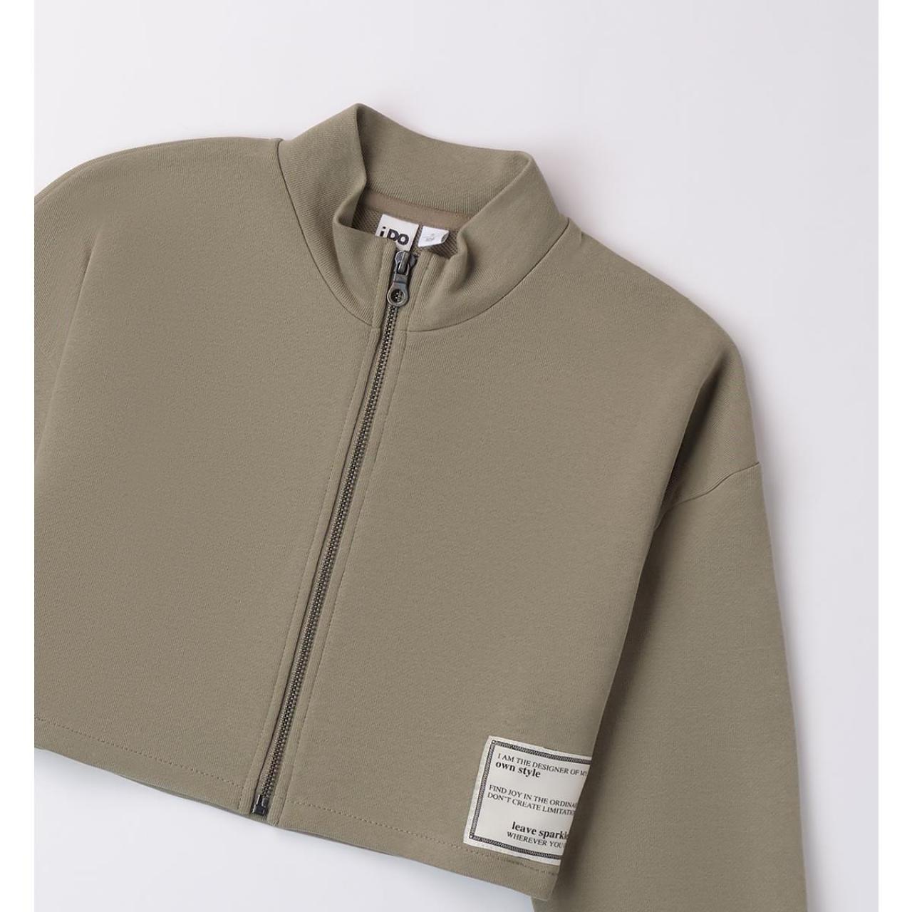 Ζακέτα φούτερ crop κορίτσι I DO-4.A853-Green φωτογραφία