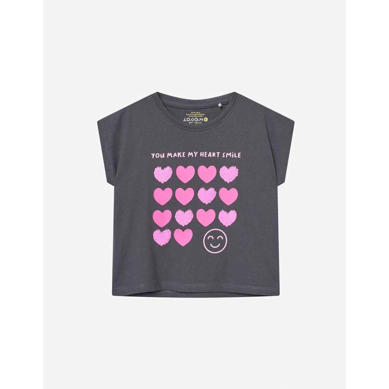 LOSAN Μπλούζα μακό crop κορίτσι Losan-LKGAP0303_25037-GREY