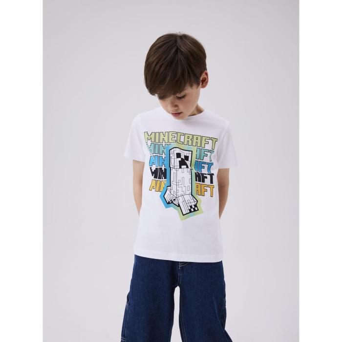 Μπλούζα μακό αγόρι Minecraft name it-13232367-Bright White