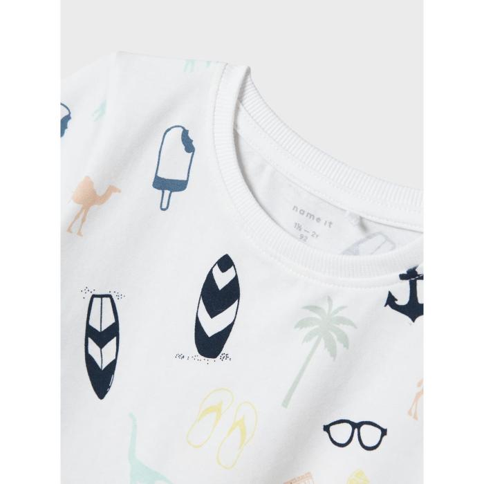 Μπλούζα μακό αγόρι name it-13243294-Bright White-organic cotton