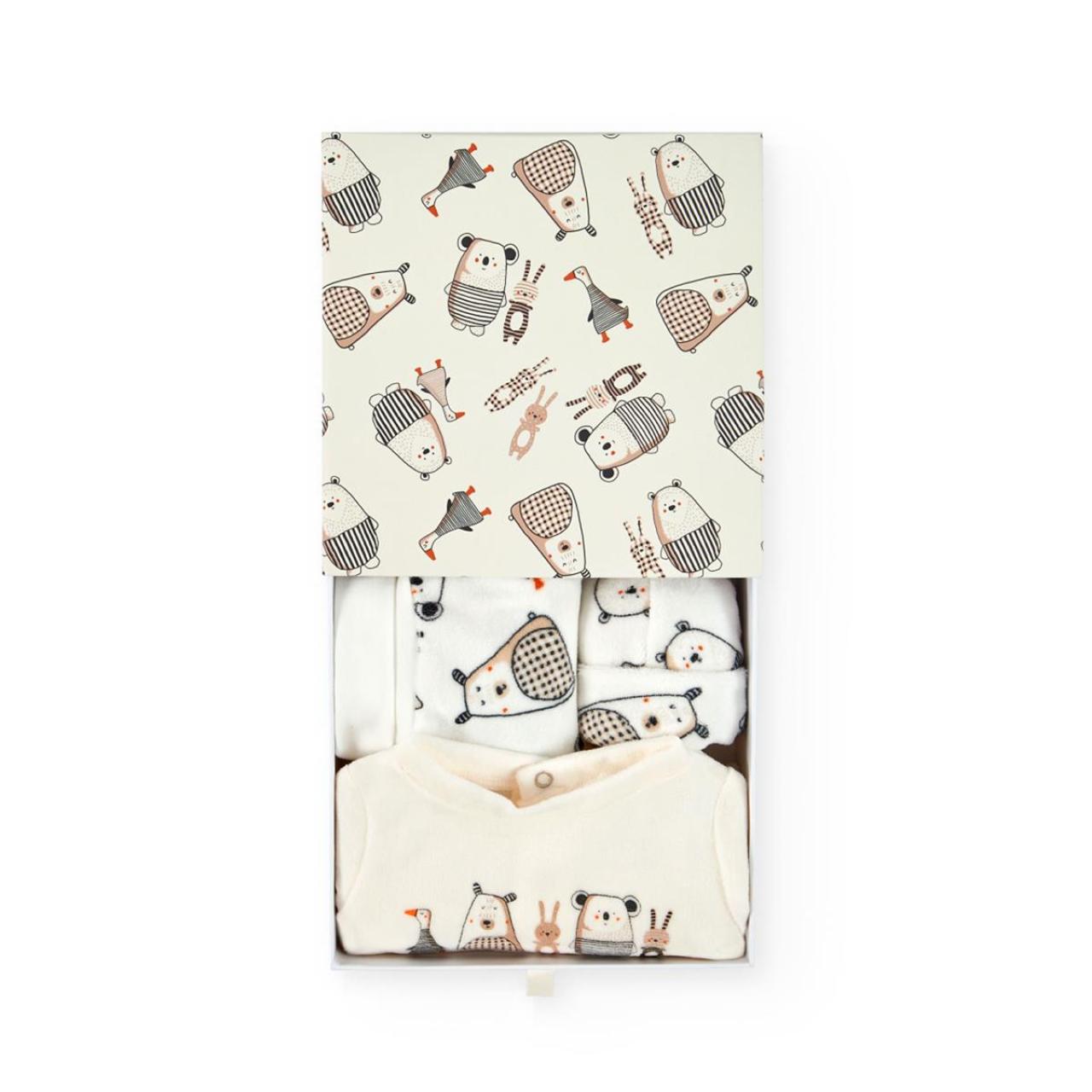 Σετ 3 τεμ. βελουτέ μπεμπέ unisex Boboli-122072-9689-Ecru