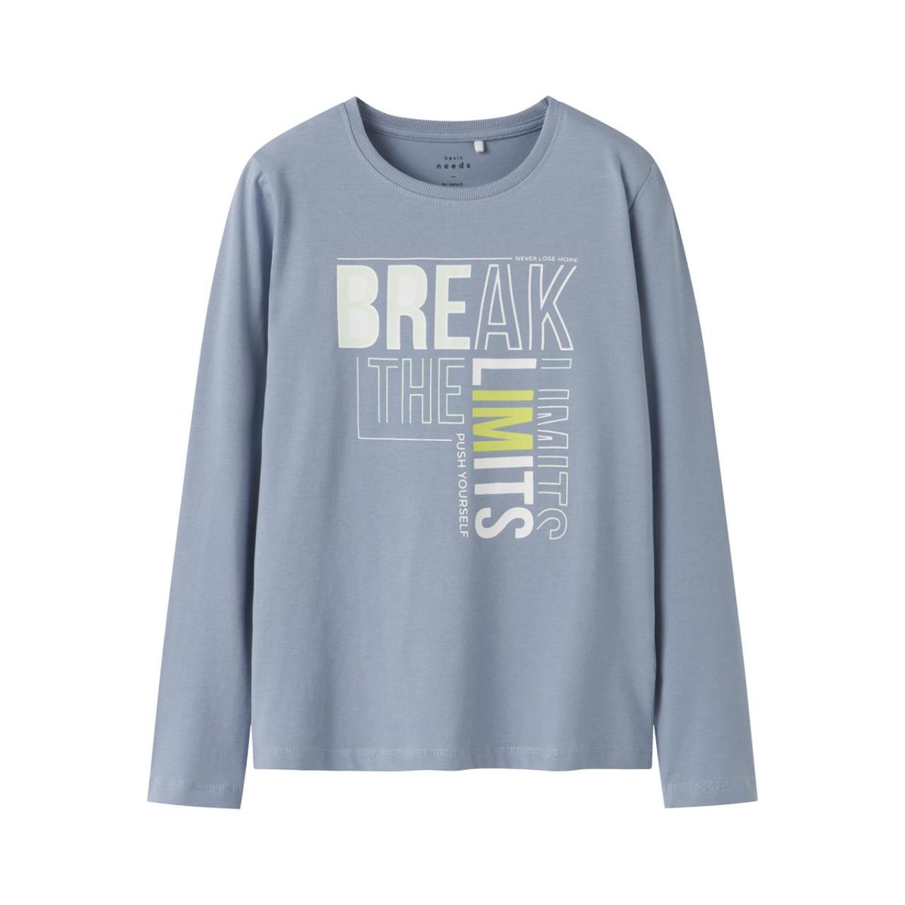 Μπλούζα μακό αγόρι name it-13224969-Dusty Blue-organic cotton
