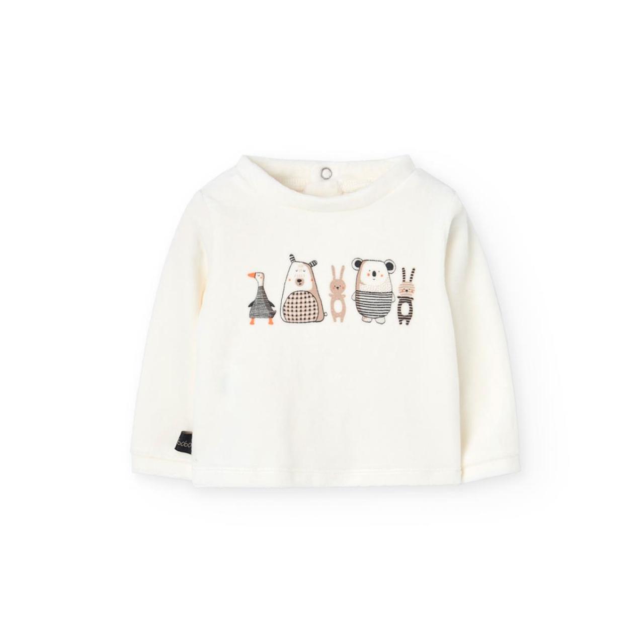 Σετ 3 τεμ. βελουτέ μπεμπέ unisex Boboli-122072-9689-Ecru