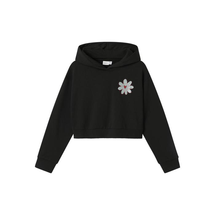 Μπλούζα φούτερ crop κορίτσι name it-13245156-Black
