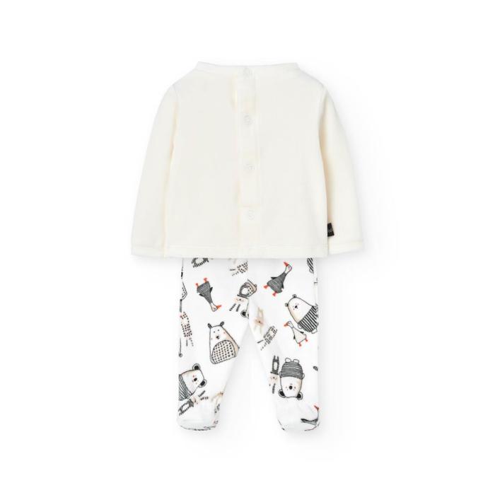 Σετ 3 τεμ. βελουτέ μπεμπέ unisex Boboli-122072-9689-Ecru