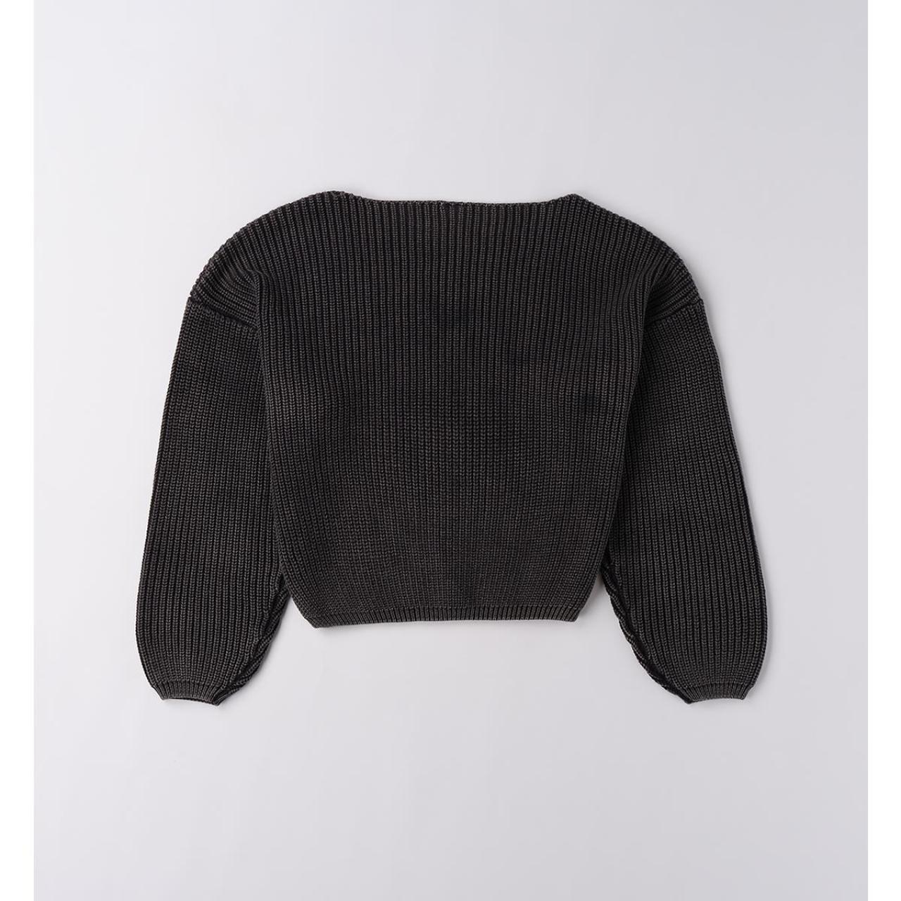 Μπλούζα crop πλεκτή κορίτσι I DO-4.F485-0658-Black