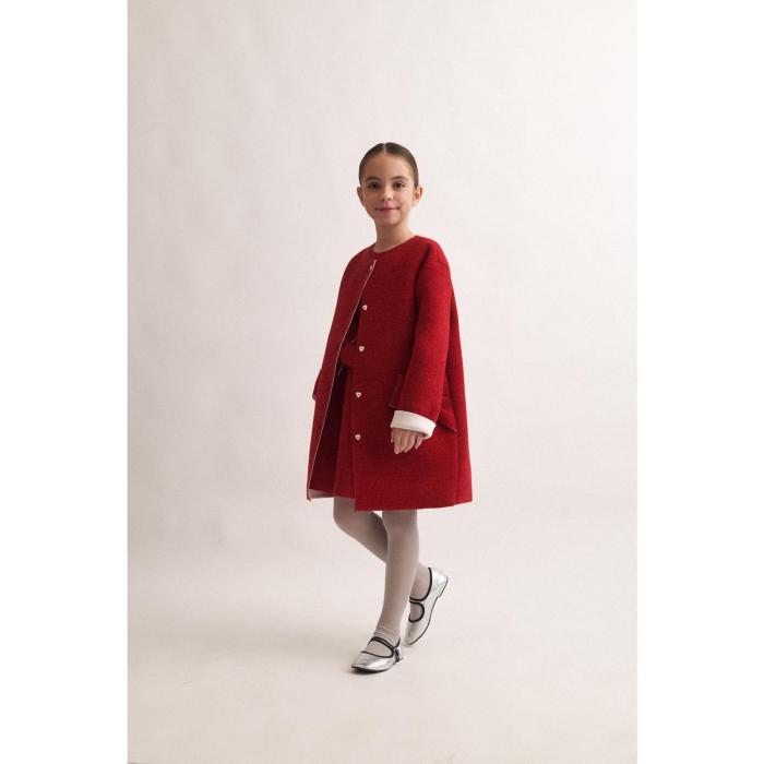 Παλτό μακρύ κορίτσι two in a castle-T6543-Red