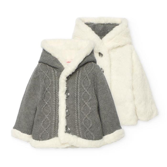 Ζακέτα μπεμπέ διπλής όψης unisex Boboli-752116-8125-Grey