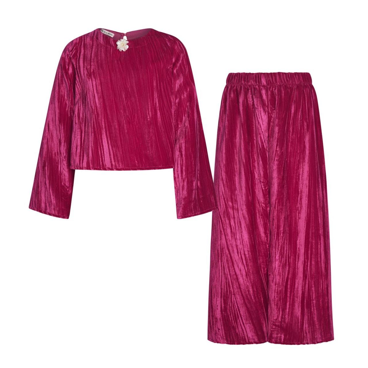 Σετ βελουτέ κορίτσι two in a castle-T6657-Fuchsia φωτογραφία