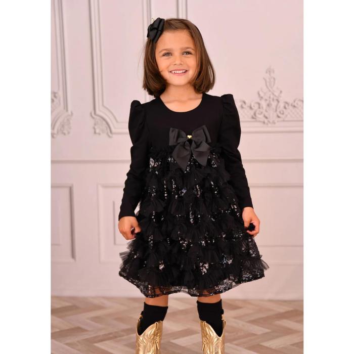 Φόρεμα τούλι κορίτσι Angel's Face-Lively Sequin Tulle Dress-Black