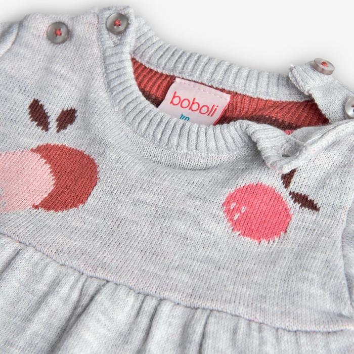 Φόρεμα μπεμπέ πλεκτό κορίτσι Boboli-102036-7359-Grey