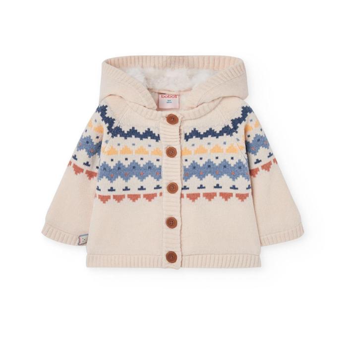 Ζακέτα μπεμπέ πλεκτή unisex Boboli-112116-7442-Ecru