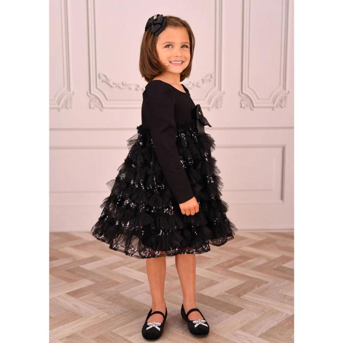 Φόρεμα τούλι κορίτσι Angel's Face-Lively Sequin Tulle Dress-Black
