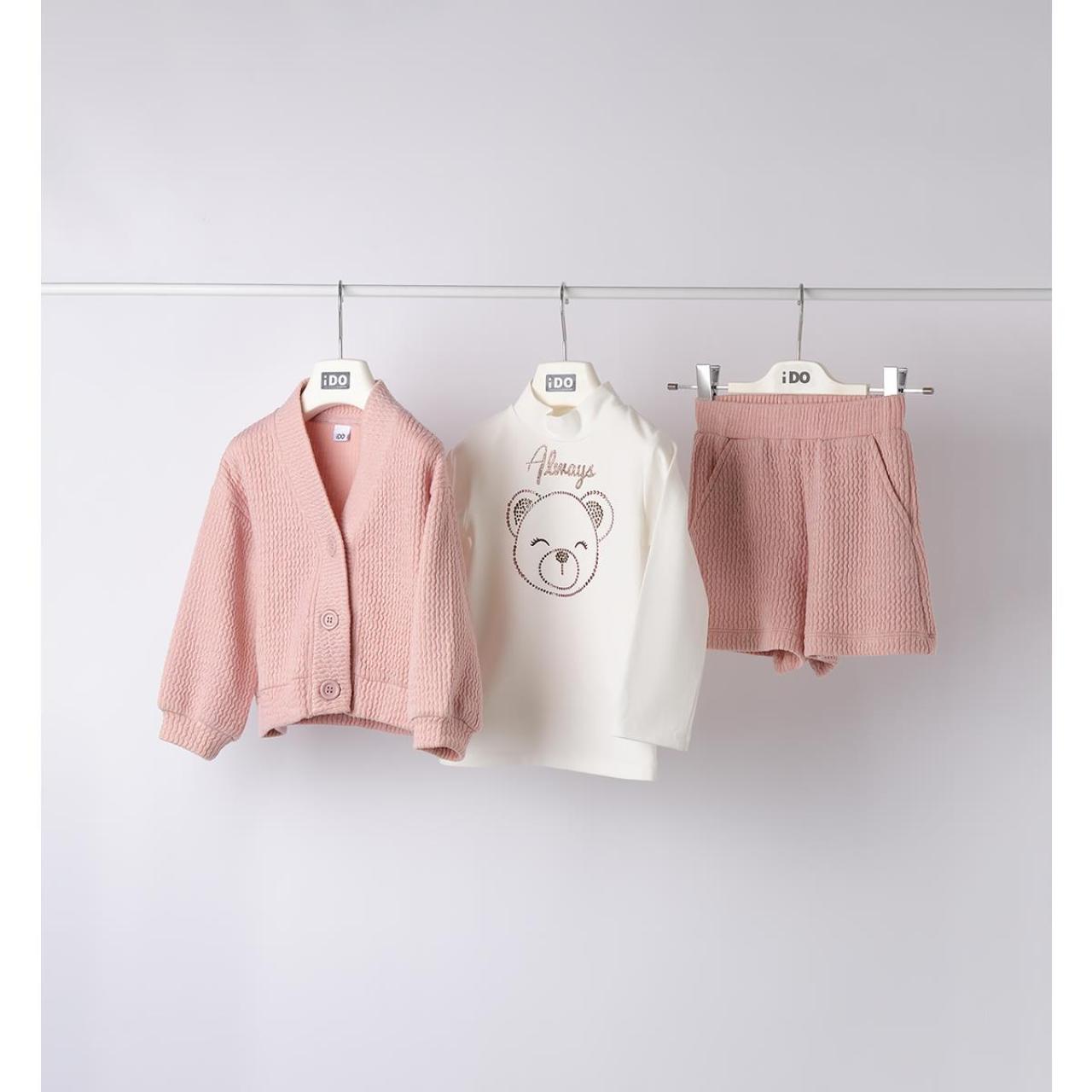 Σετ 3 τεμ.με σορτς και ζακέτα κορίτσι I DO-4.F342-2921-Pink