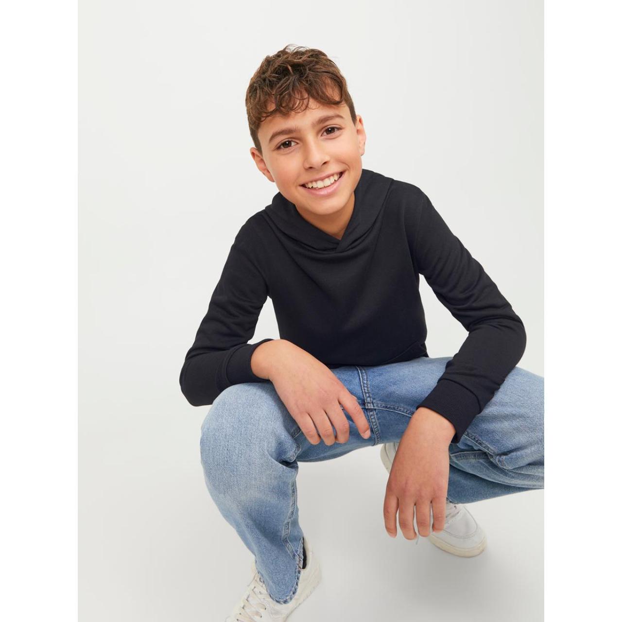 Μπλούζα φούτερ hoodie αγόρι JACK & JONES-12250531-Black