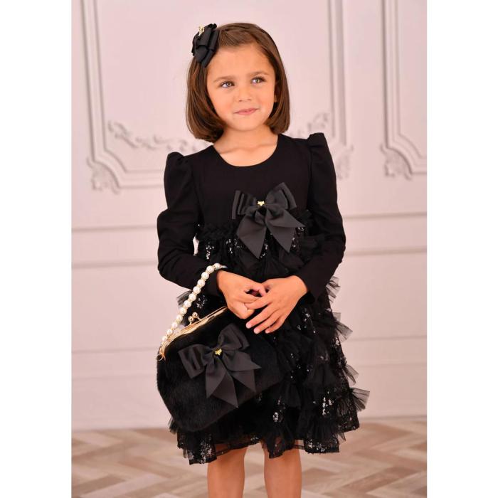 Φόρεμα τούλι κορίτσι Angel's Face-Lively Sequin Tulle Dress-Black