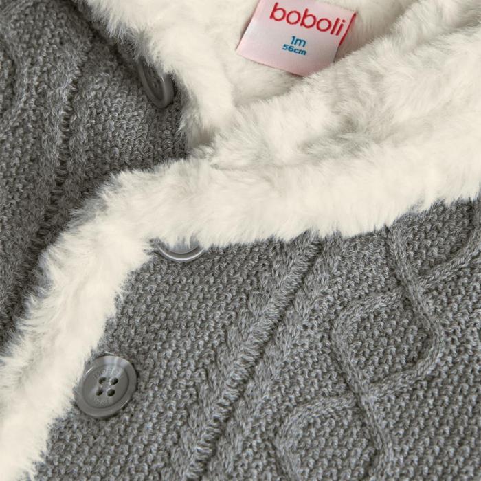Ζακέτα μπεμπέ διπλής όψης unisex Boboli-752116-8125-Grey