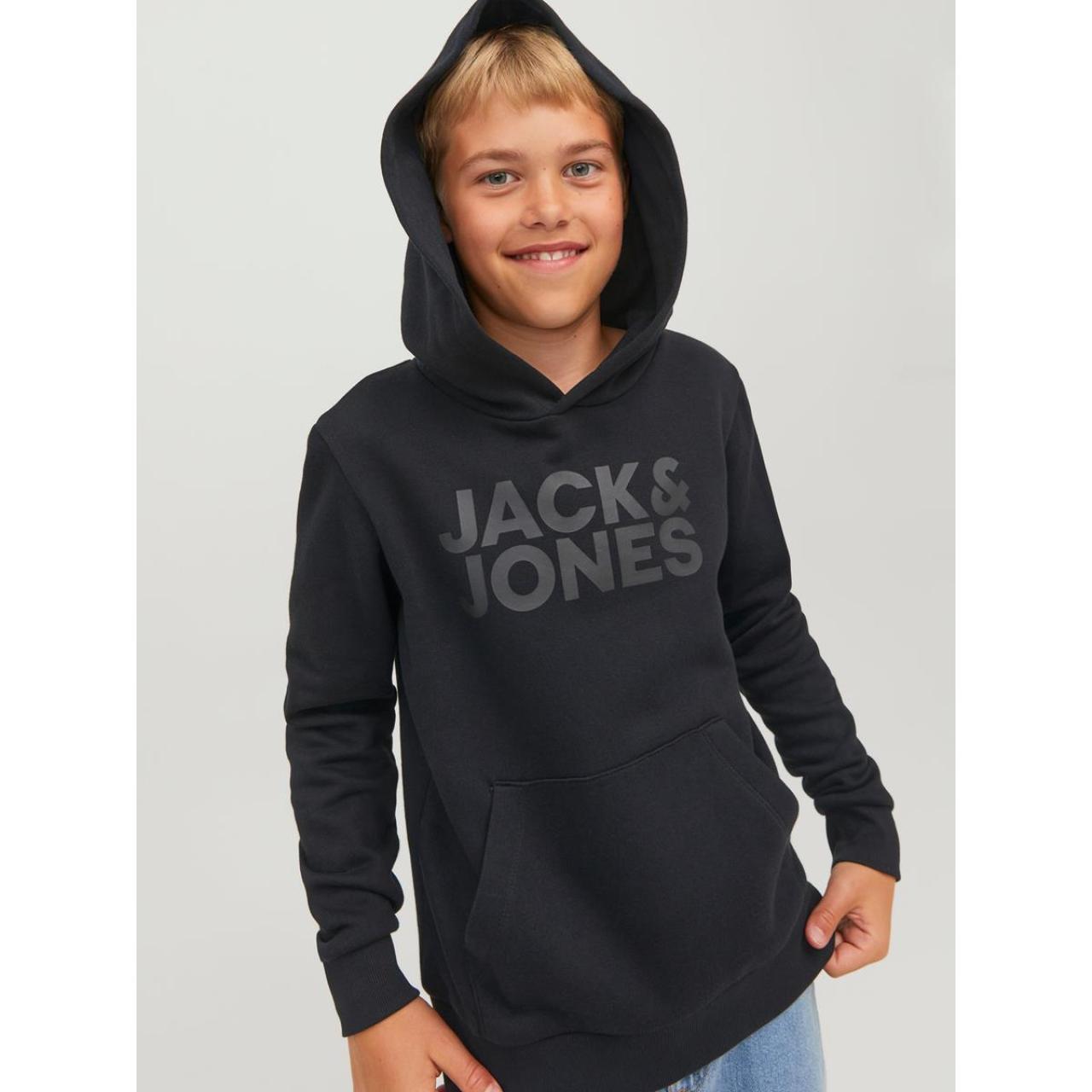 Μπλούζα φούτερ hoodie αγόρι JACK & JONES-12152841-Black Large
