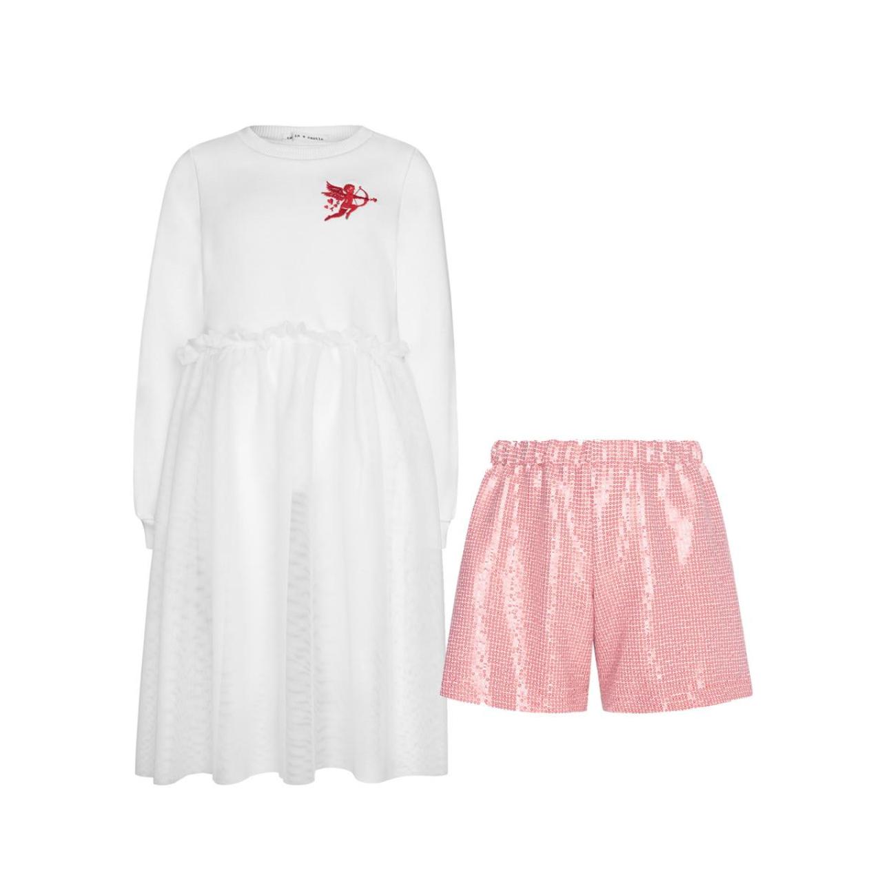Σετ φούτερ με σορτς κορίτσι two in a castle-T6579-White φωτογραφία