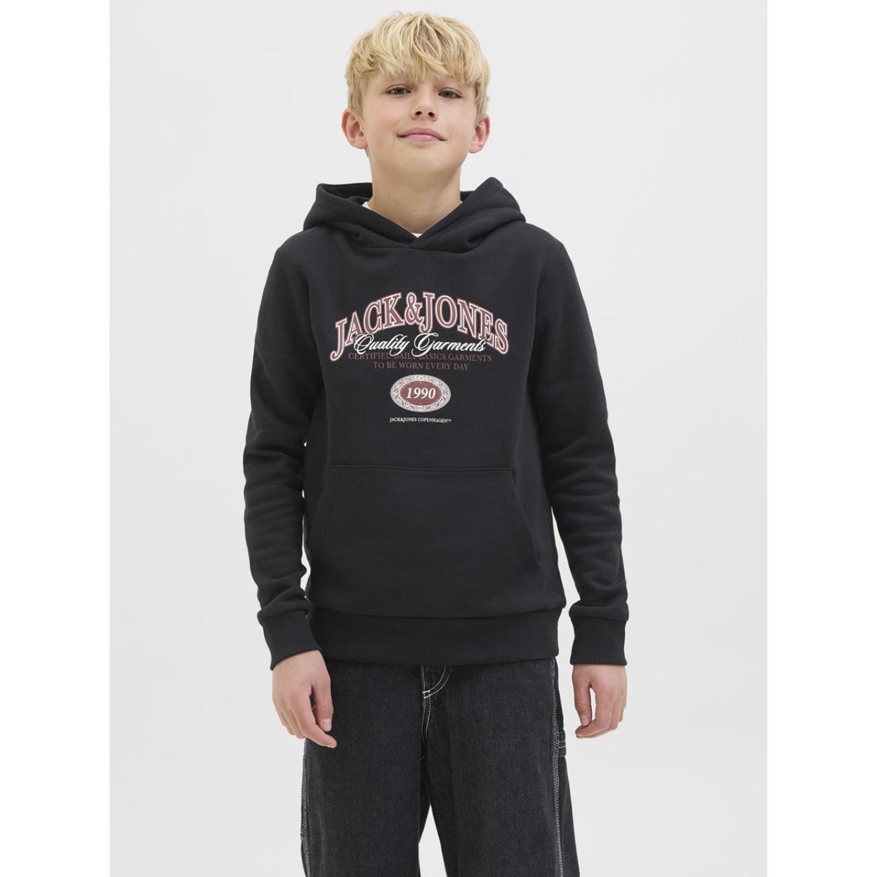 Μπλούζα φούτερ hoodie αγόρι JACK & JONES-12289751-Black