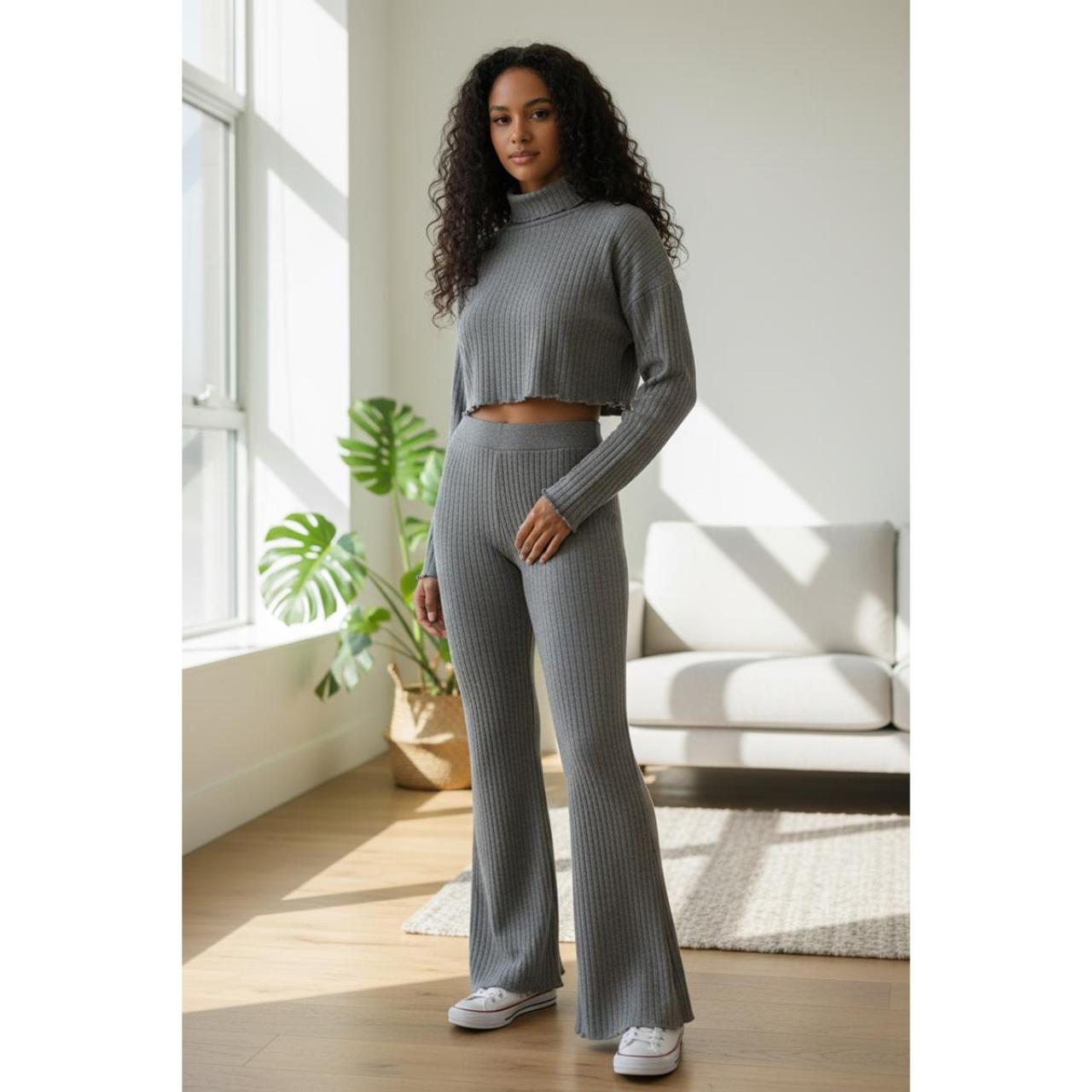 Παντελόνι πλεκτό καμπάνα κορίτσι Tiffosi-10062129-054-Grey