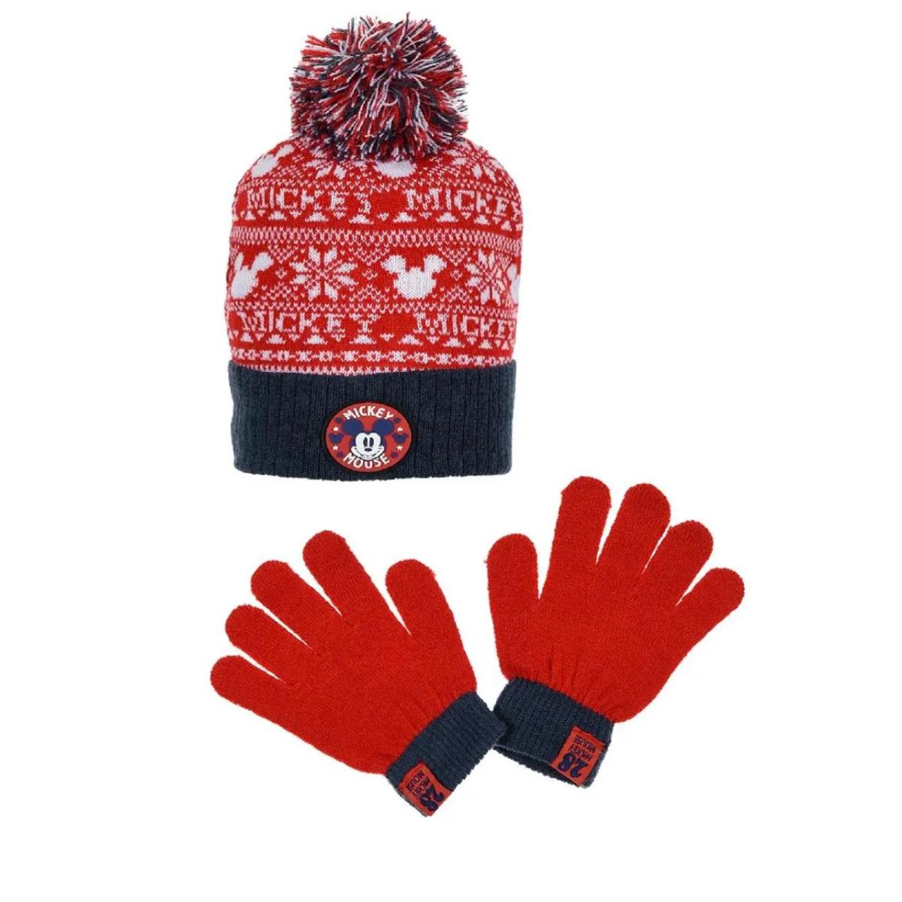 Σετ σκούφος με γάντια αγόρι Mickey Mouse-HS4262-Red