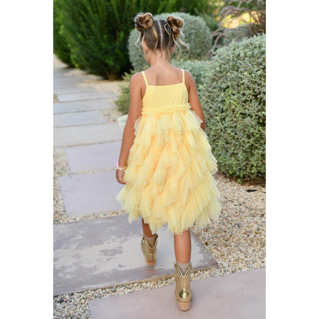 Φόρεμα τούλι κορίτσι Angel's Face-Cascade Waterfall Tulle Strappy Dress-Yellow