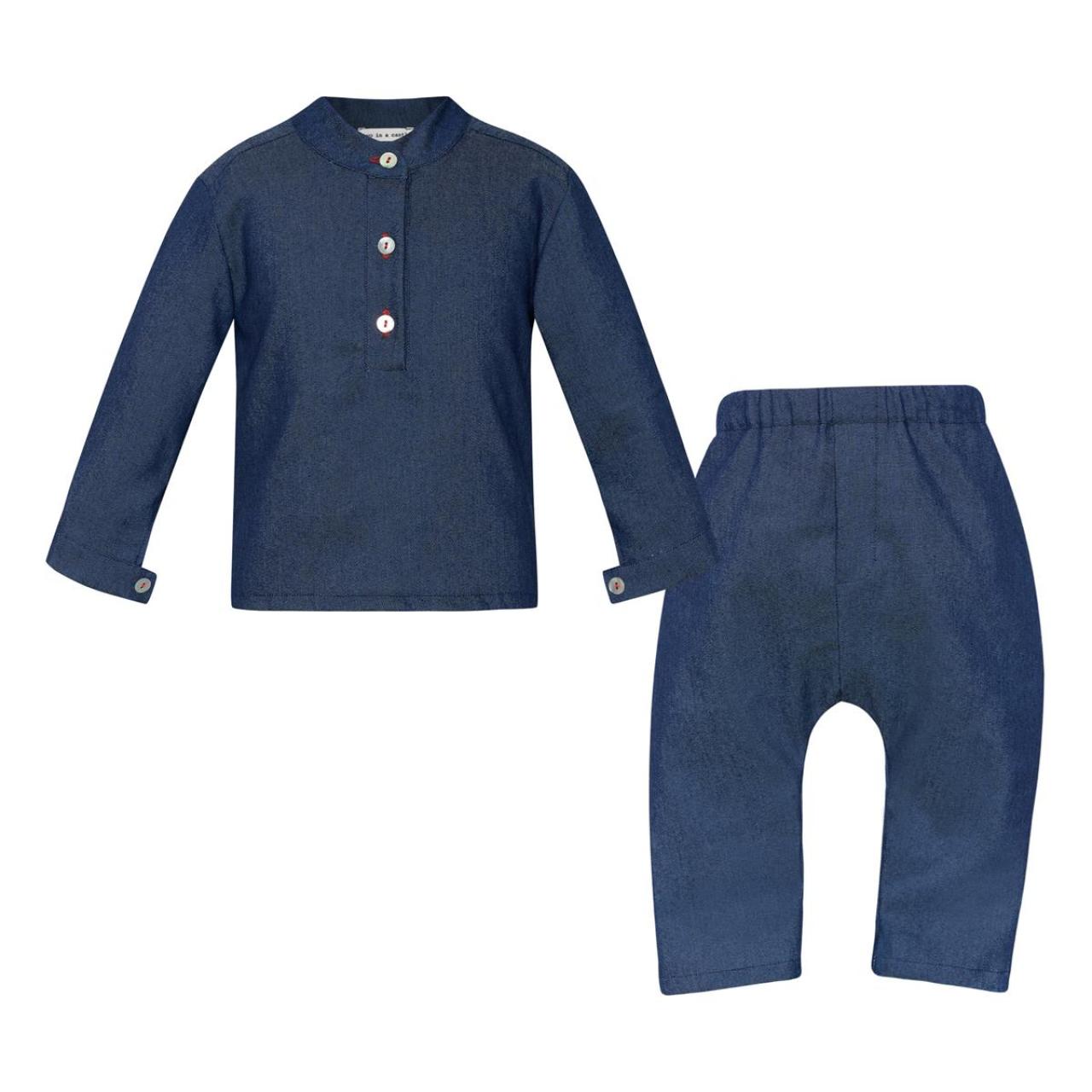 Σετ μπεμπέ υφασμάτινο αγόρι two in a castle-T7375-Denim