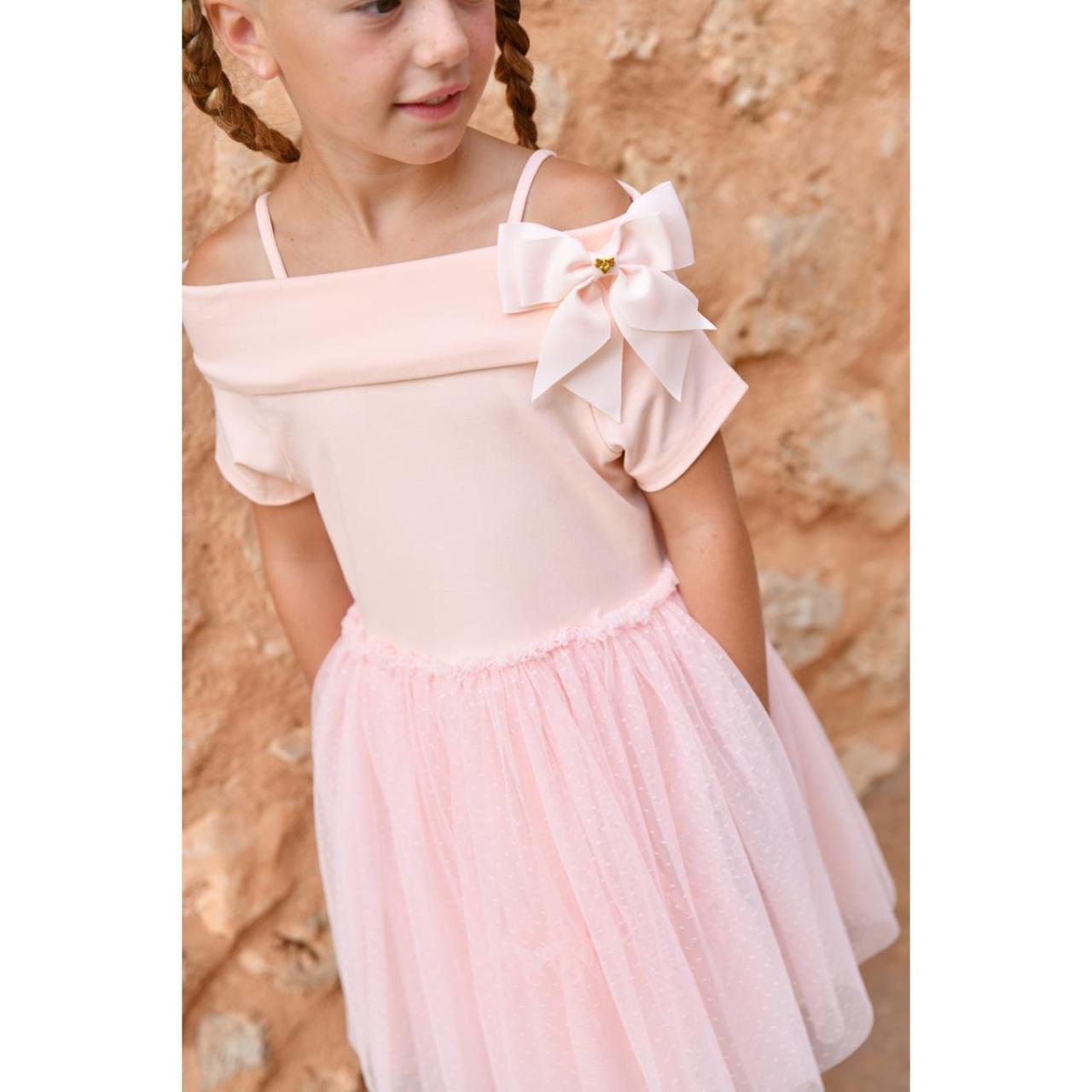 Φόρεμα τούλι κορίτσι Angel's Face-Audrey Off The Shoulder-Peach