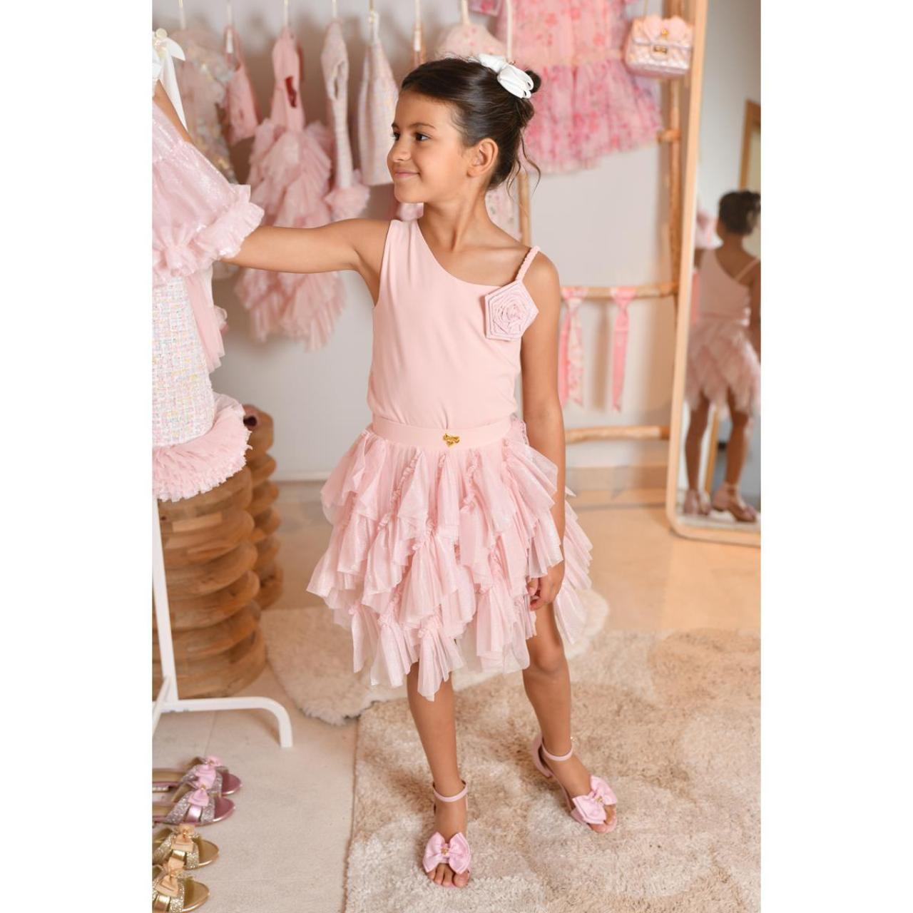 Μπλούζα μακό κορίτσι Angel's Face-Cubist One Shoulder Top-Sweet Blush