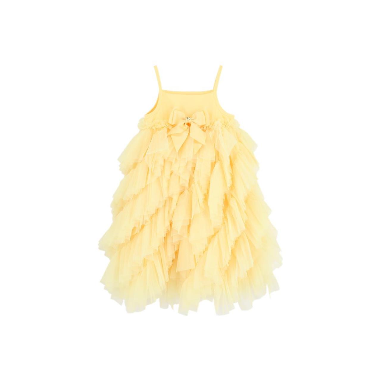 Φόρεμα τούλι κορίτσι Angel's Face-Cascade Waterfall Tulle Strappy Dress-Yellow